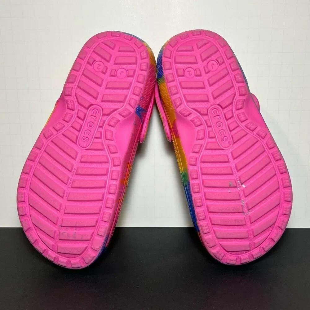 Kids CROCS Classic Tie Dye Faux Fur Lined Clogs / Size 2